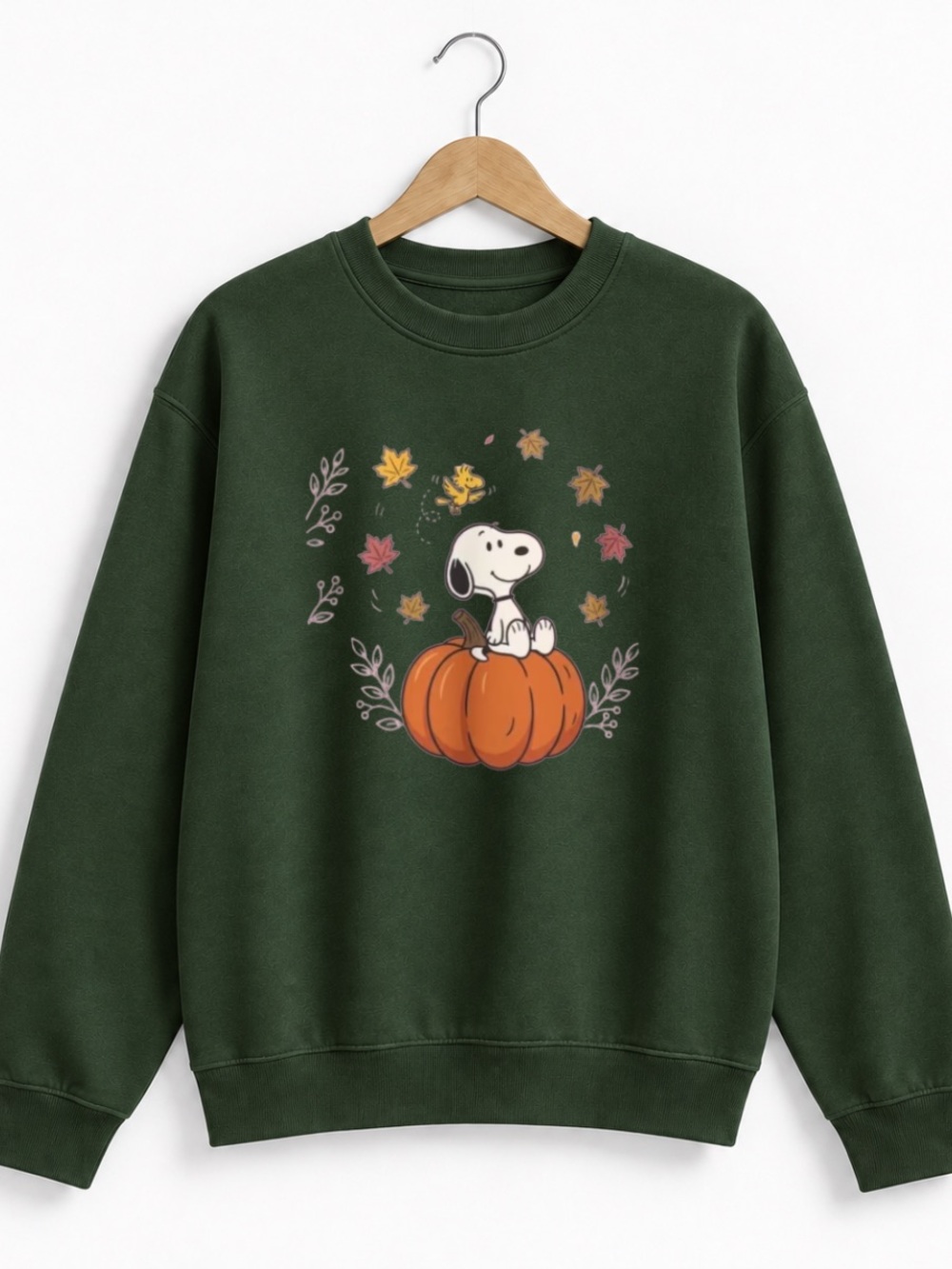 Forest Green Snoopy Pumpkin Crewneck Sweatshirt